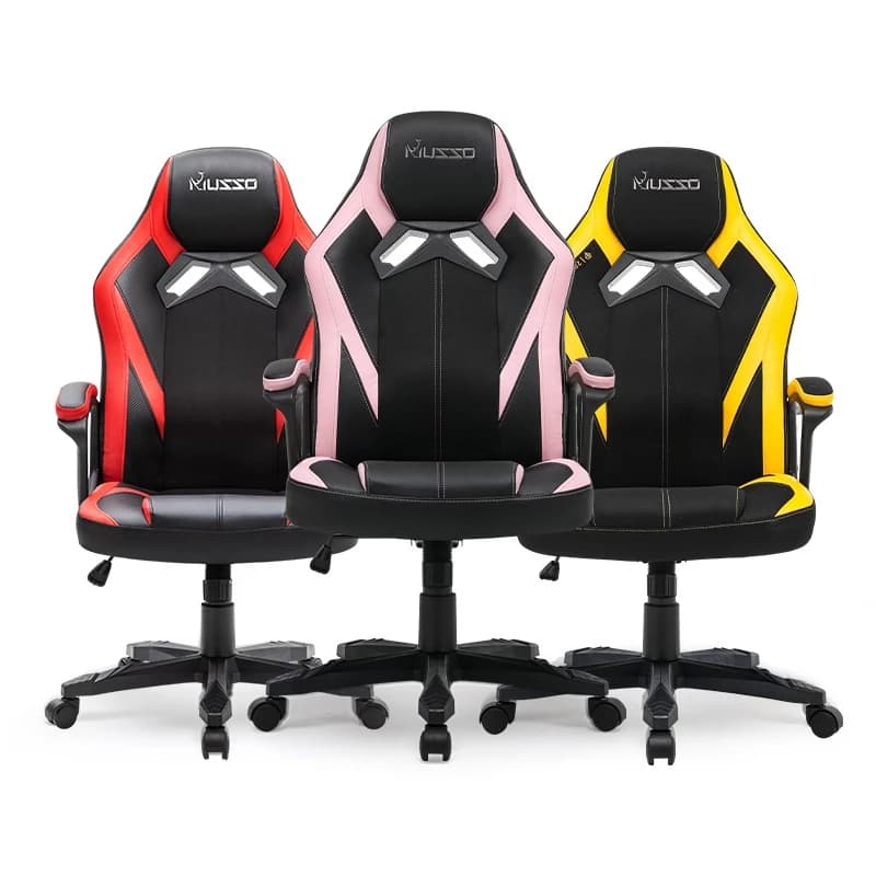 MUSSO รุ่น Pioneer Series เก้าอี้สีดำ สีแดง สีดำ สีชมพู เก้าอี้เล่นเกมเก้าอี้ออฟฟิศหนัง PU สามารถปรับสูงต่ำได้ตามหลักสรีรศาสตร์เก้าอี้หมุนได้ เก้าอี้เบาะ นุ่ม ราคาดี https://lnwchill.com