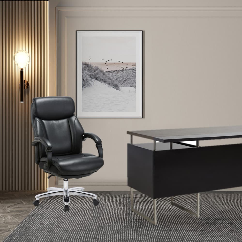 INDEX LIVING MALL เก้าอี้สำนักงานพนักพิงสูง เก้าอี้ผู้บริหาร เก้าอี้เบาะหนัง รุ่น เกลน - สีดำ เก้าอี้สีดำ รองรับน้ำหนักสูงสุด 125 กิโลกรัม https://lnwchill.com