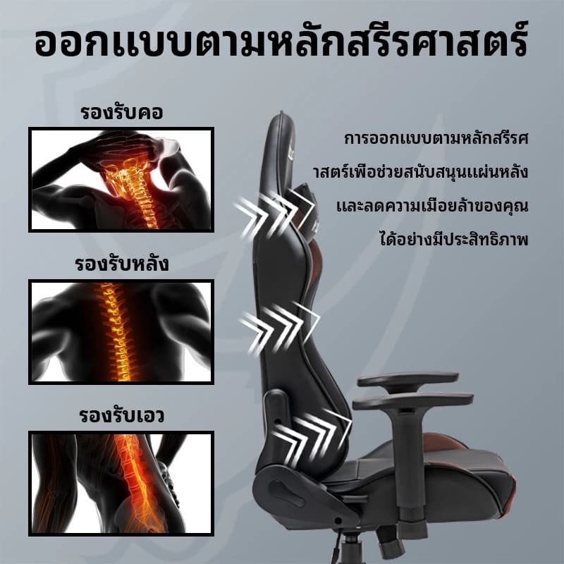 MUSSO รุ่น Champion Series เก้าอี้สีดำ สีชมพู สีน้ำตาล เก้าอี้เกมที่มีพนักพิงศีรษะ และการสนับสนุนเอว เก้าอี้คอมพิวเตอร์พนักพิงสูงแบบปรับได้ เก้าอี้สำนักงานหนัง PU สำหรับงานหนัก https://lnwchill.com