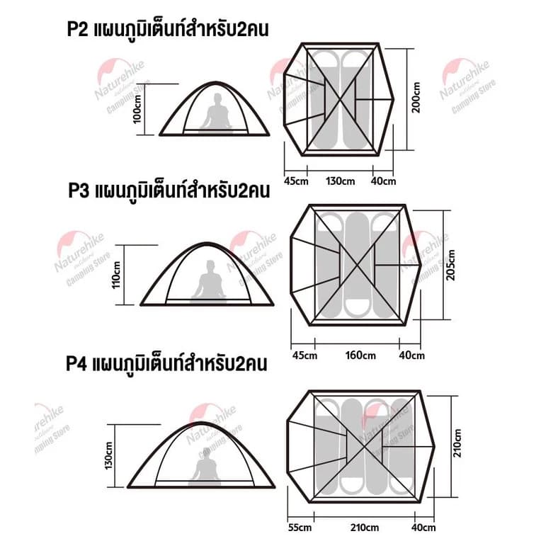 Naturehike Series Camping เต็นท์ Ultralight Aluminum Poles Tent P2 P4 คนกลางแจ้ง UPF50 + เต็นท์ครอบคร [ของแท้ประกันศูยน์] https://lnwchill.com