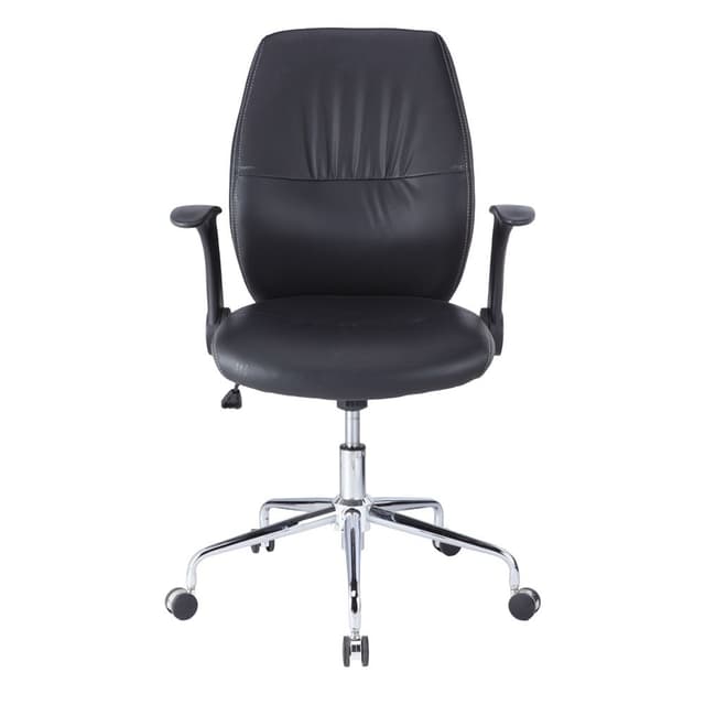 INDEX LIVING MALL เก้าอี้สำนักงานพนักพิงกลาง เก้าอี้นั่งทำงาน เก้าอี้เบาะหนัง รุ่น คูรอท-บี - สีดำ เก้าอี้สีดำ ปรับระดับขึ้นลงด้วย Gas lift รับน้ำหนักได้ 100 กก.