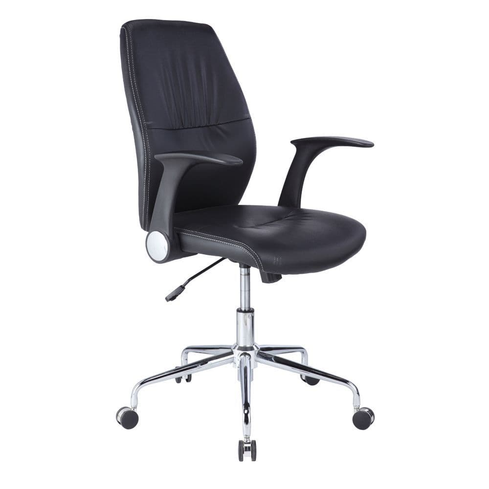 INDEX LIVING MALL เก้าอี้สำนักงานพนักพิงกลาง เก้าอี้นั่งทำงาน เก้าอี้เบาะหนัง รุ่น คูรอท-บี - สีดำ เก้าอี้สีดำ ปรับระดับขึ้นลงด้วย Gas lift รับน้ำหนักได้ 100 กก. https://lnwchill.com