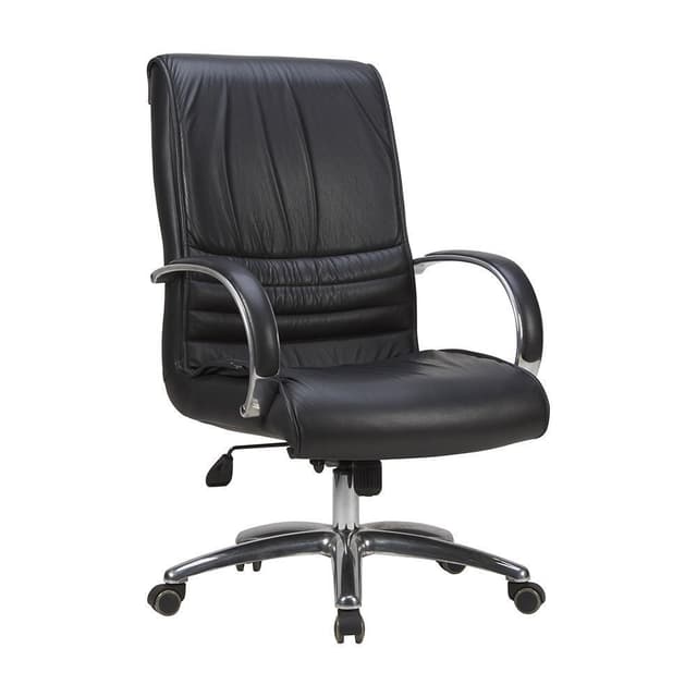 INDEX LIVING MALL เก้าอี้สำนักงานหนังพนักพิงกลาง รุ่นคอนเกรซ - สีดำ เก้าอี้สีดำ เบาะหุ้ม half leather เก้าอี้ผู้บริหาร เก้าอี้เบาะหนัง รับน้ำหนักได้ประมาณ 100
