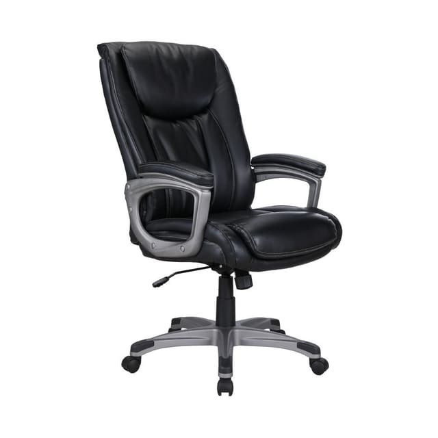 INDEX LIVING MALL เก้าอี้ผู้บริหาร เก้าอี้เบาะหนัง เก้าอี้สำนักงานพนักพิงสูง หนังบอนด์ รุ่น โคเปอร์ - สีดำ เก้าอี้สีดำ เหล็กชุบโครเมียม รับน้ำหนักได้สูงสุด 125 กก.