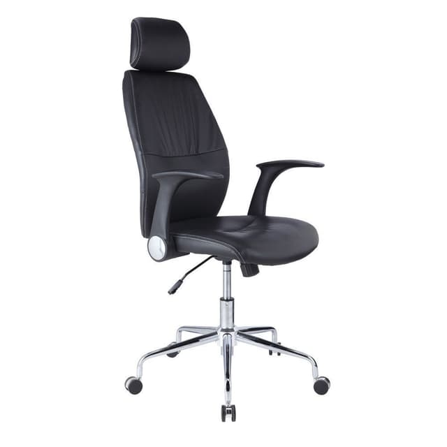 INDEX LIVING MALL เก้าอี้นั่งทำงาน เก้าอี้สำนักงานพนักพิงสูง รุ่น คูรอท-เอ - สีดำ เก้าอี้สีดำ ปรับระดับขึ้นลงด้วย Gas lift รับน้ำหนักได้ 100 กก.