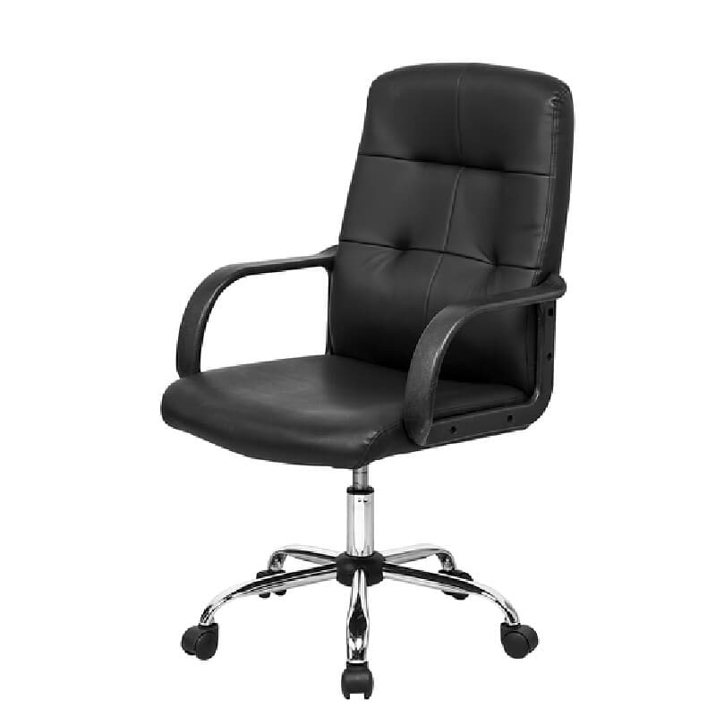 FURRADEC รุ่น Renny เก้าอี้สำนักงานหุ้มหนัง PVC สีดำ ขาเหล็กชุบโครเมียม รองรับสรีระเพื่อความสบายในการทำงาน https://lnwchill.com
