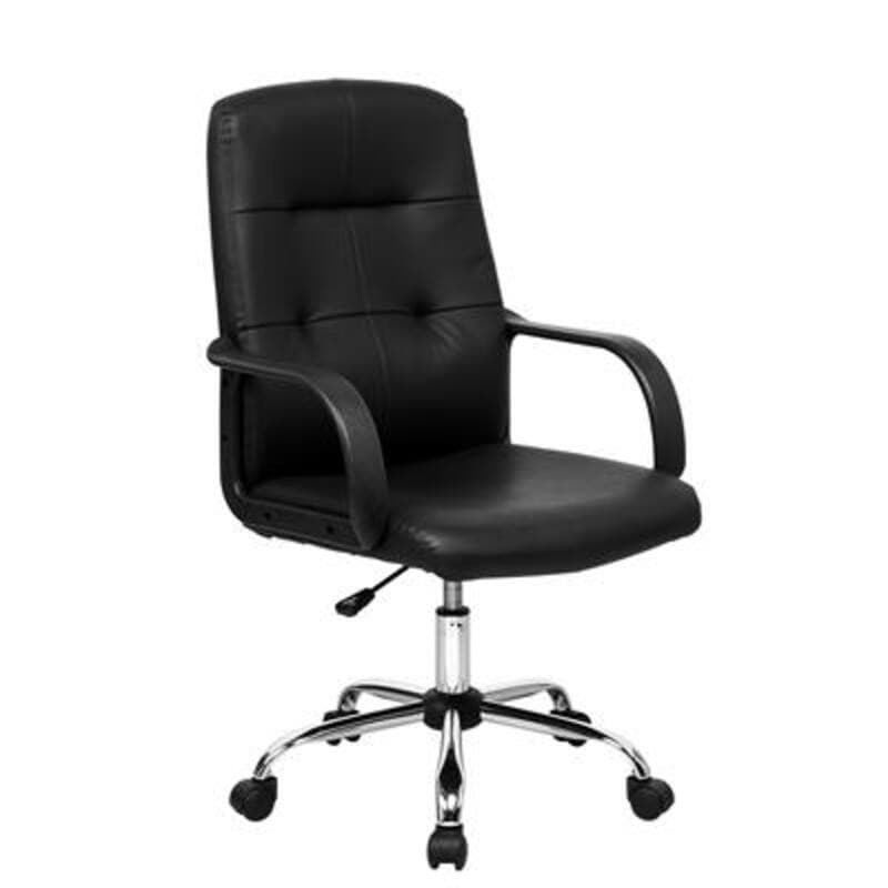 FURRADEC รุ่น Renny เก้าอี้สำนักงานหุ้มหนัง PVC สีดำ ขาเหล็กชุบโครเมียม รองรับสรีระเพื่อความสบายในการทำงาน https://lnwchill.com