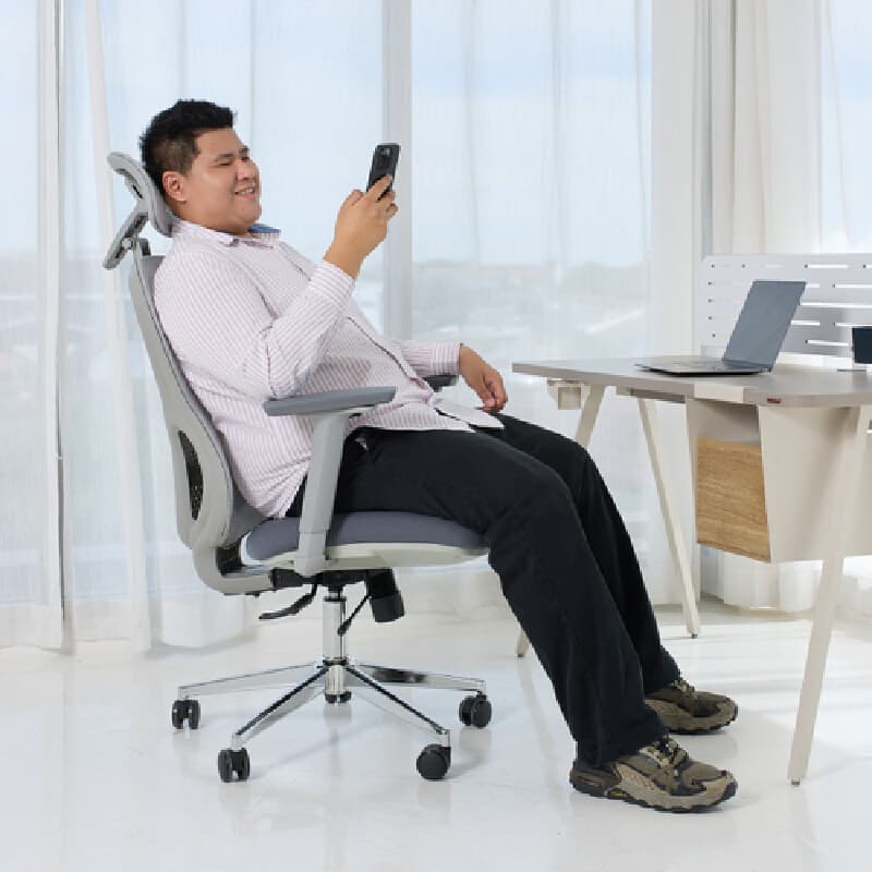 FURRADEC รุ่น Feature เก้าอี้เพื่อสุขภาพ สีเทา พนักพิงตาข่ายปรับระดับได้หลายจุด รองรับสรีระการทำงาน 6-8 ชั่วโมง รับน้ำหนักสูงสุด 150 กิโลกรัม ดีไซน์ทันสมัยเพื่อสุขภาพที่ดี https://lnwchill.com