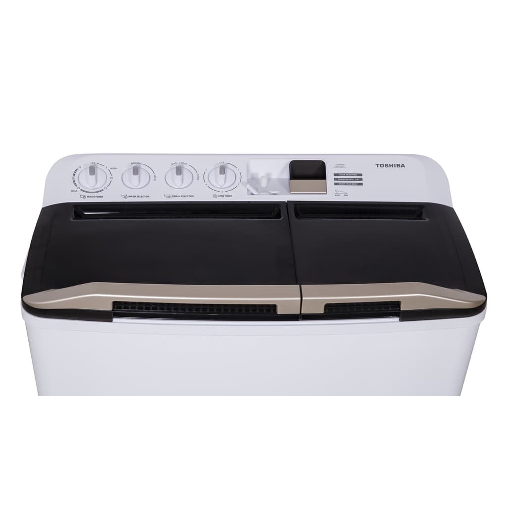 TOSHIBA รุ่น VH-J160WT เครื่องซักผ้าสองถัง 15 กก. ฝาเครื่อง Golden Handle วัสดุทนทานไร้สนิม ระบบ Ultra Spin ปั่นหมาดทรงพลัง ประสิทธิภาพซักสะอาดด้วยจานซัก 6 แกน https://lnwchill.com