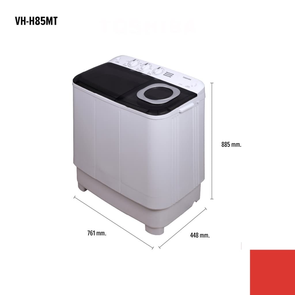 TOSHIBA รุ่น VH-H85MT เครื่องซักผ้า 2 ถัง 7.5 กิโลกรัม สีขาว ตัวถังโพลิเมอร์คุณภาพสูงไม่เป็นสนิม จานซักพลังแรงช่วยขจัดคราบฝังลึกประหยัดน้ำและเวลา https://lnwchill.com