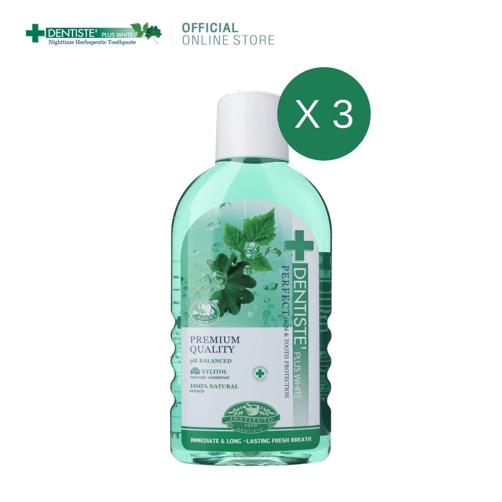 Dentiste' Oral Rinse น้ำยาบ้วนปาก ลดกลิ่นปากและแบคทีเรีย ส่วนผสมจากธรรมชาติ ขนาด 450ML แพ็ค 3 ชิ้น https://lnwchill.com