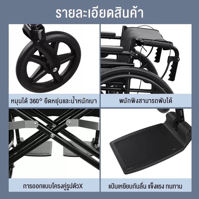 HIMIWAY รถเข็นผู้ป่วย wheelchair รถเข็นผู้ใหญ่ พับได้น้ำหนักเบาท่อเหล็กหนาสกู๊ตเตอร์ผู้สูงอายุรถเข็นแบบพกพา รถเข็นผู้ป่วยพับได้ https://lnwchill.com