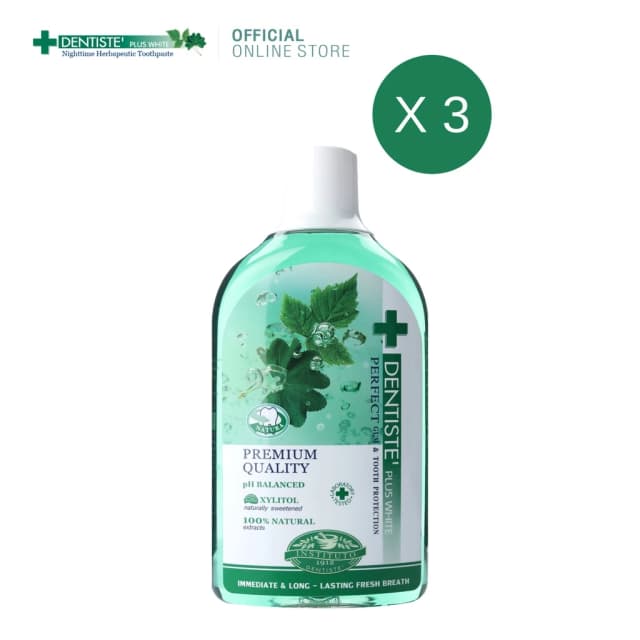Dentiste' [แพ็ค 3 สุดคุ้ม] Oral Rinse 700 ML. น้ำยาบ้วนปาก ลดกลิ่นปากและแบคทีเรีย ส่วนผสมธรรมชาติ ป้องกันฟันผุ เดนทิสเต้