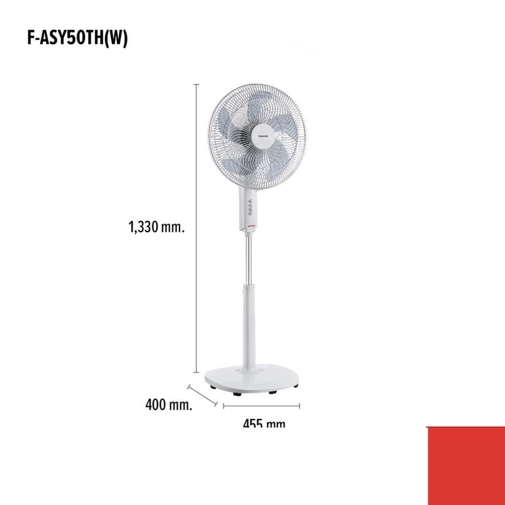 TOSHIBA รุ่น F-ASY50TH(W) พัดลมตั้งพื้น ขนาด 16 นิ้ว 5 ใบพัด สีขาวมินิมอล มอเตอร์บอลแบริ่ง ให้ลมแรงและเสียงเงียบ https://lnwchill.com