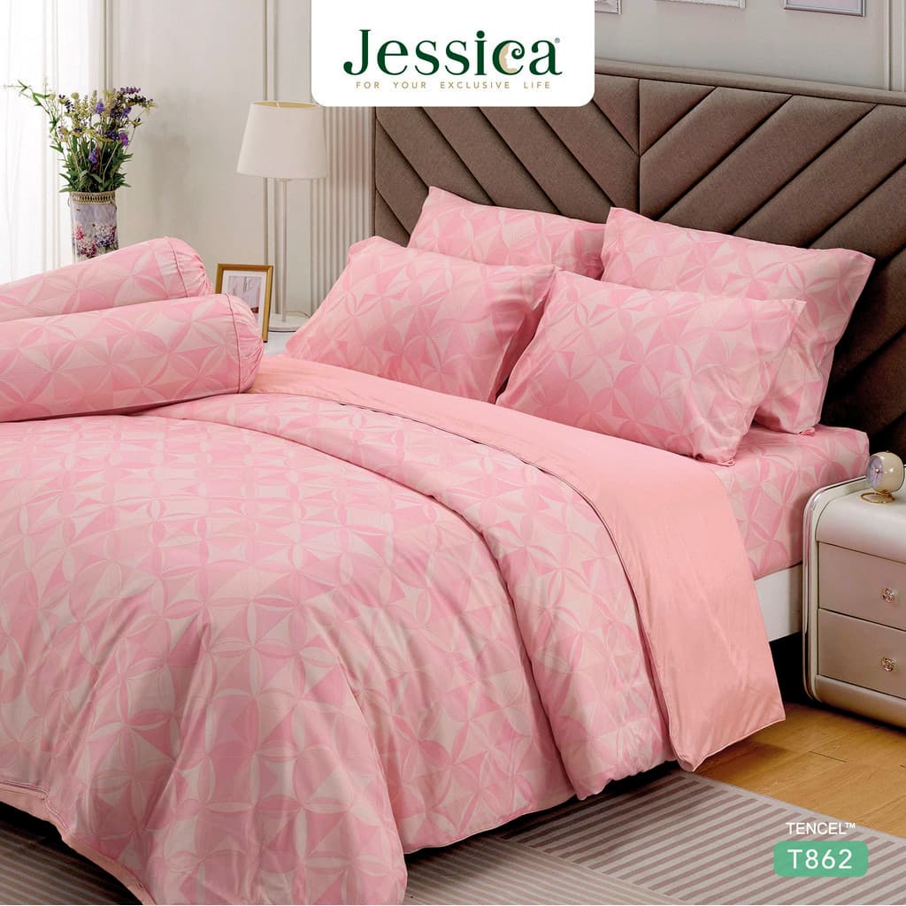 Jessica รุ่น T862 ชุดเครื่องนอนพิมพ์ลาย Tencel™ Lyocell นุ่มลื่น ระบายอากาศ ลดแบคทีเรีย Jessica Tencel, ชุดเครื่องนอน tencel, jessica tencel T862, ผ้าปูที่นอน jessica, ผ้านวม tencel, ผ้าปู https://lnwchill.com