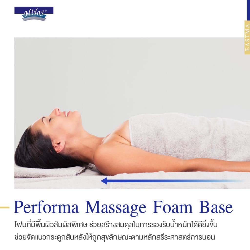 Midas รุ่น Eastma 1000 ที่นอนยางพาราธรรมชาติ 100% Organic Latex แบบ Opened Cell ความหนา 7.5 นิ้ว ให้สัมผัสแน่นสบาย รองรับสรีระและระบายอากาศได้ดีเยี่ยม https://lnwchill.com