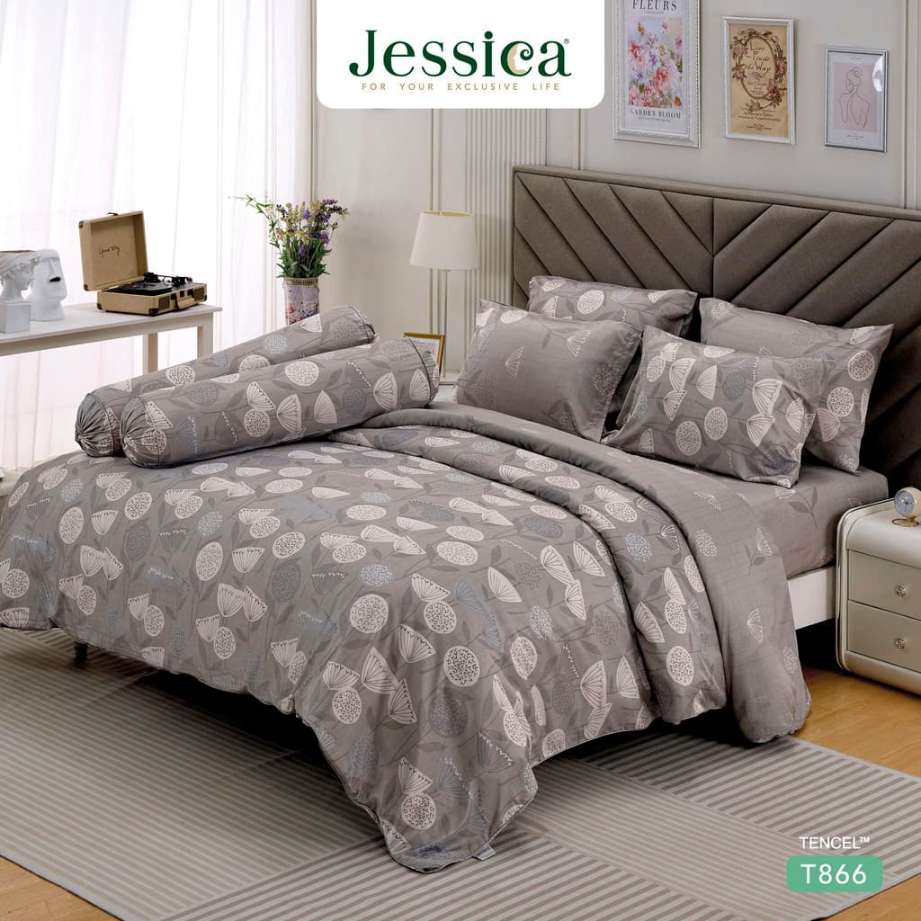 Jessica รุ่น T866 ชุดเครื่องนอน Tencel พิมพ์ลาย สัมผัสนุ่มลื่นดุจแพรไหม ระบายอากาศดีเยี่ยม ลดการสะสมของแบคทีเรีย https://lnwchill.com