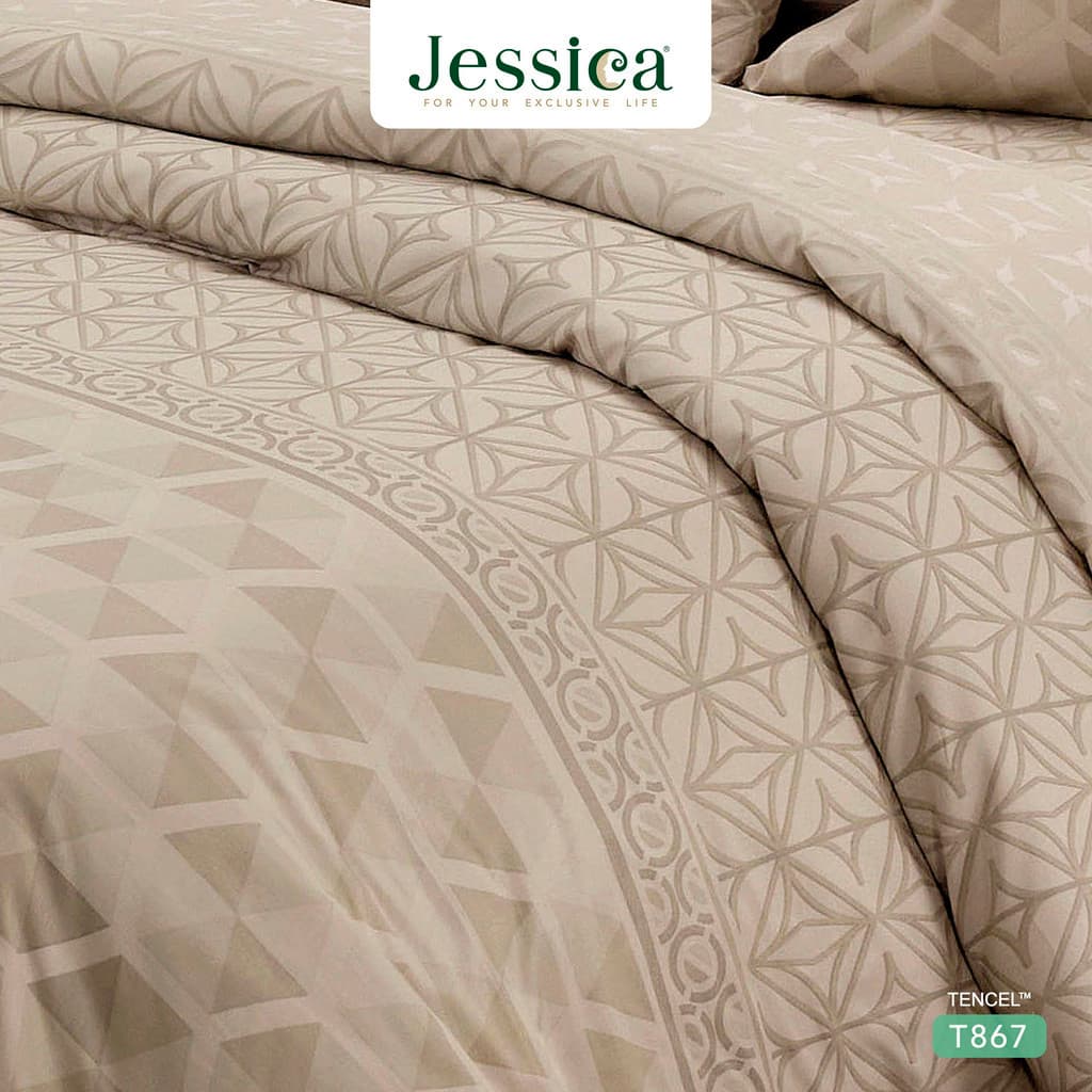 Jessica รุ่น T867 ชุดเครื่องนอน Tencel พิมพ์ลาย ให้สัมผัสที่นุ่มลื่นดุจแพรไหม ระบายอากาศดีเยี่ยม Jessica Tencel T867, ชุดเครื่องนอน Jessica พิมพ์ลาย, ผ้าปูที่นอน Tencel, ผ้านวมเจสสิก้า https://lnwchill.com