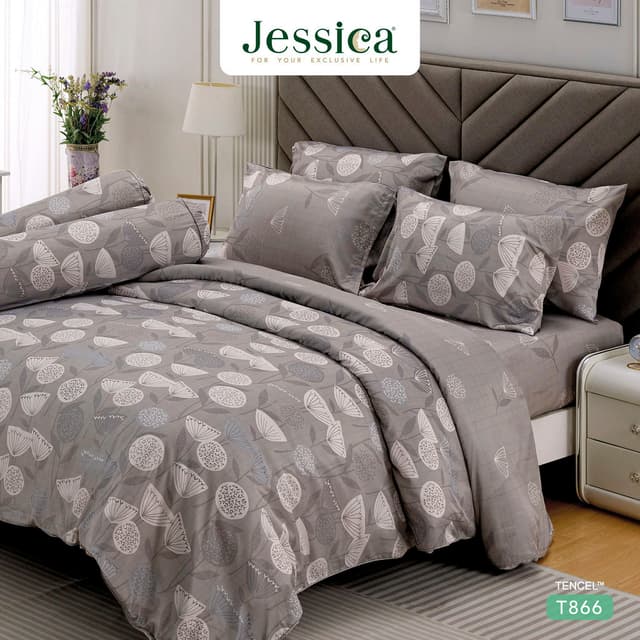 Jessica รุ่น T866 ชุดเครื่องนอน Tencel พิมพ์ลาย สัมผัสนุ่มลื่นดุจแพรไหม ระบายอากาศดีเยี่ยม ลดการสะสมของแบคทีเรีย