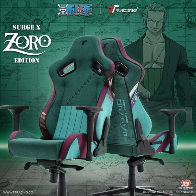 TTRacing รุ่น Surge X Zoro One Piece Edition เก้าอี้เกมมิ่งผ้า Air Threads รองรับสรีระ ปรับเอนได้ 155 องศา ประกัน 2 ปี