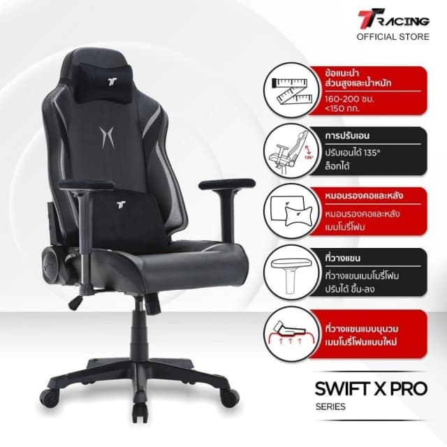 TTRacing Swift X Pro Gaming Chair เก้าอี้สำนักงาน เก้าอี้เกมมิ่ง - รับประกัน 2 ปี