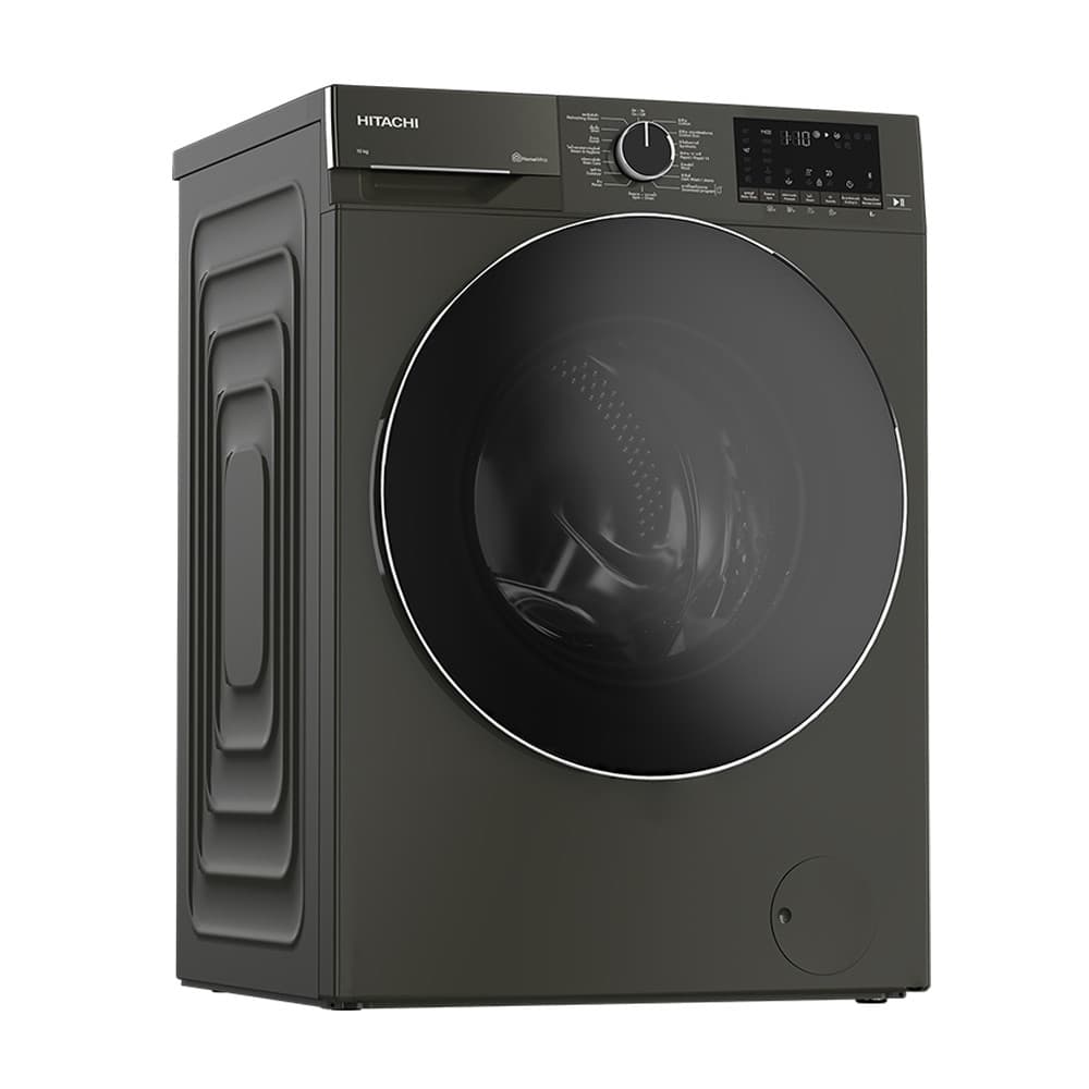 Hitachi รุ่น BD-100YFVEM เครื่องซักผ้าฝาหน้า 10 กก อินเวอเตอร์ 1400 รอบ สี Volcanic Gray ถังซักสแตนเลสเชื่อมต่อแอป Homewhiz ซักสะอาดประหยัดไฟเบอร์ 5 https://lnwchill.com
