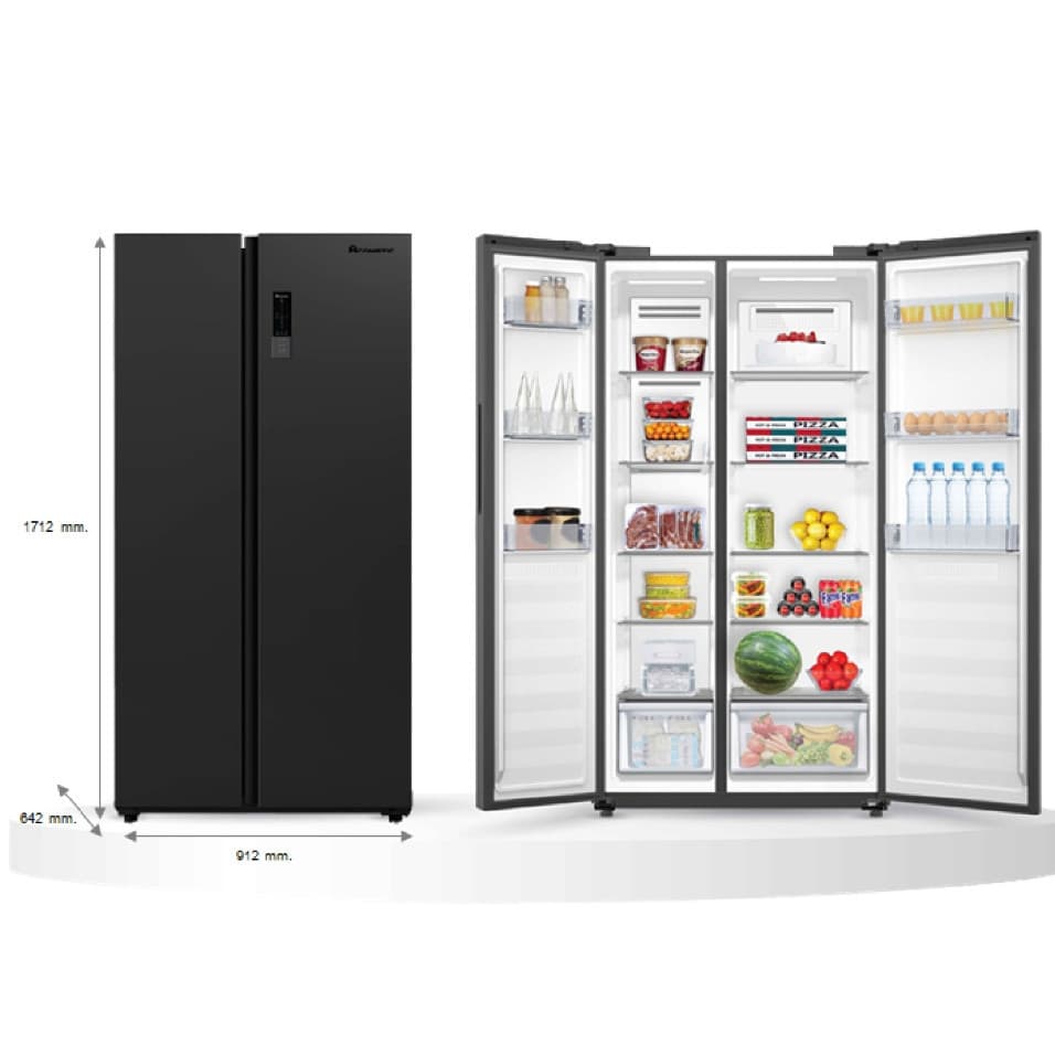 ACONATIC รุ่น AN-FR5250S ตู้เย็น Side By Side 18.5 คิว สี Dark Grey ดีไซน์หรู ความจุเยอะ ระบบ No Frost ถนอมอาหารสดใหม่ประหยัดไฟ https://lnwchill.com