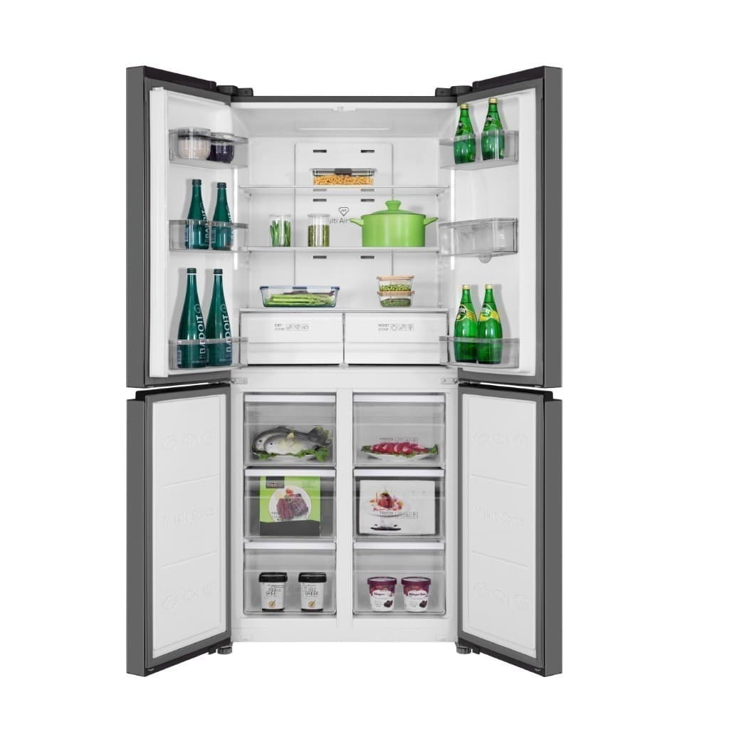 TCL รุ่น RT46MPCDG ตู้เย็น 4 ประตู 16.6 คิว 470 ลิตร ระบบ No Frost ดีไซน์สีเงินหรูหรา ความจุสูง ประหยัดไฟเบอร์ 5 ถนอมอาหารยาวนาน https://lnwchill.com