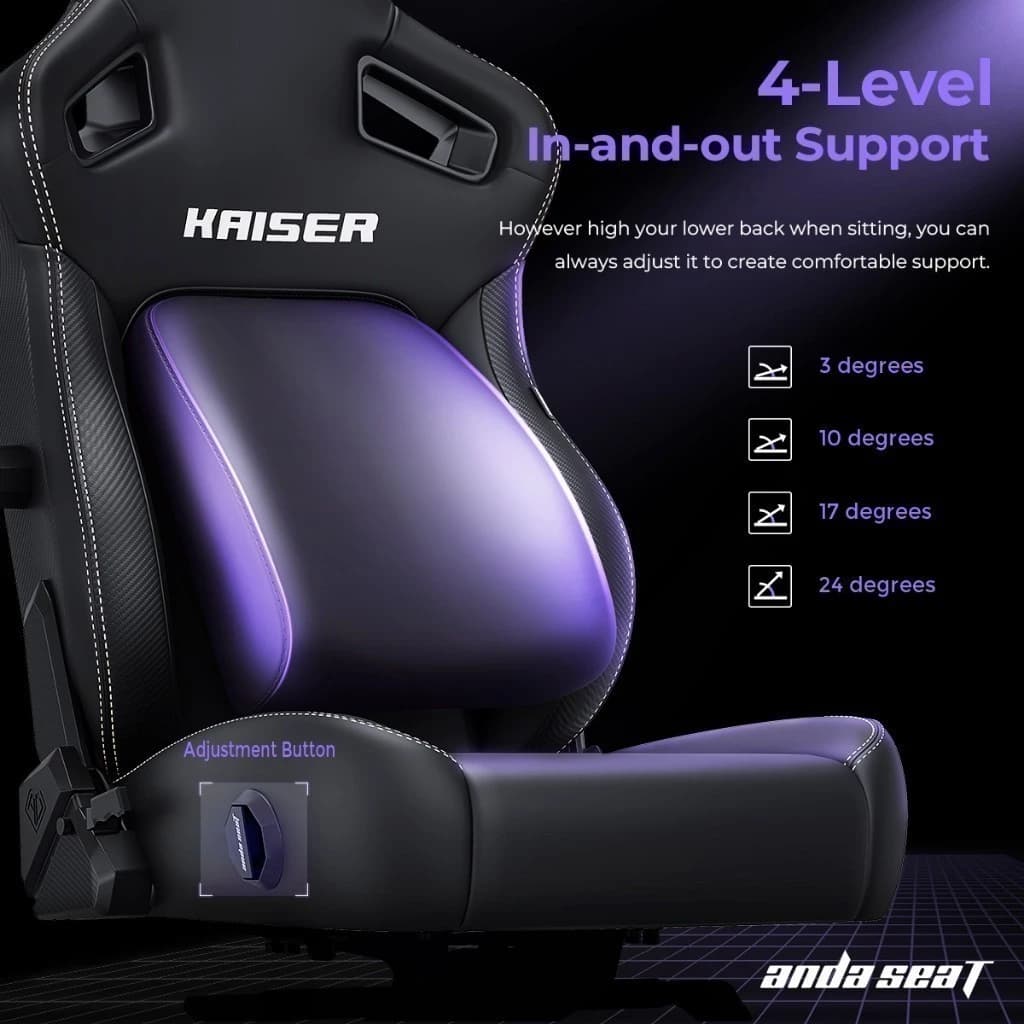 Anda Seat รุ่น AD12YDDC Kaiser 4 เก้าอี้เกมมิ่งเพื่อสุขภาพ Ergonomic สีม่วง โดดเด่นด้วยเบาะนุ่มสบาย รองรับสรีระได้อย่างเหนือชั้นเพื่อความสบายสูงสุด https://lnwchill.com