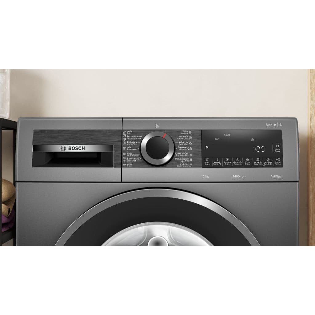 Bosch Washing Machine Series 6 รุ่น WGG45400TH WGG45401TH ความจุ 10 กก 1400 rpm สีขาวและสีเทา มอเตอร์เงียบประหยัดพลังงาน ซักสะอาดถนอมผ้าด้วยเทคโนโลยีทันสมัย https://lnwchill.com