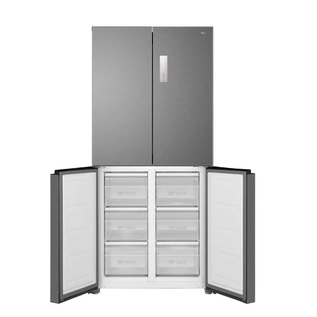 TCL รุ่น RT46MPCDG ตู้เย็น 4 ประตู 16.6 คิว 470 ลิตร ระบบ No Frost ดีไซน์สีเงินหรูหรา ความจุสูง ประหยัดไฟเบอร์ 5 ถนอมอาหารยาวนาน https://lnwchill.com