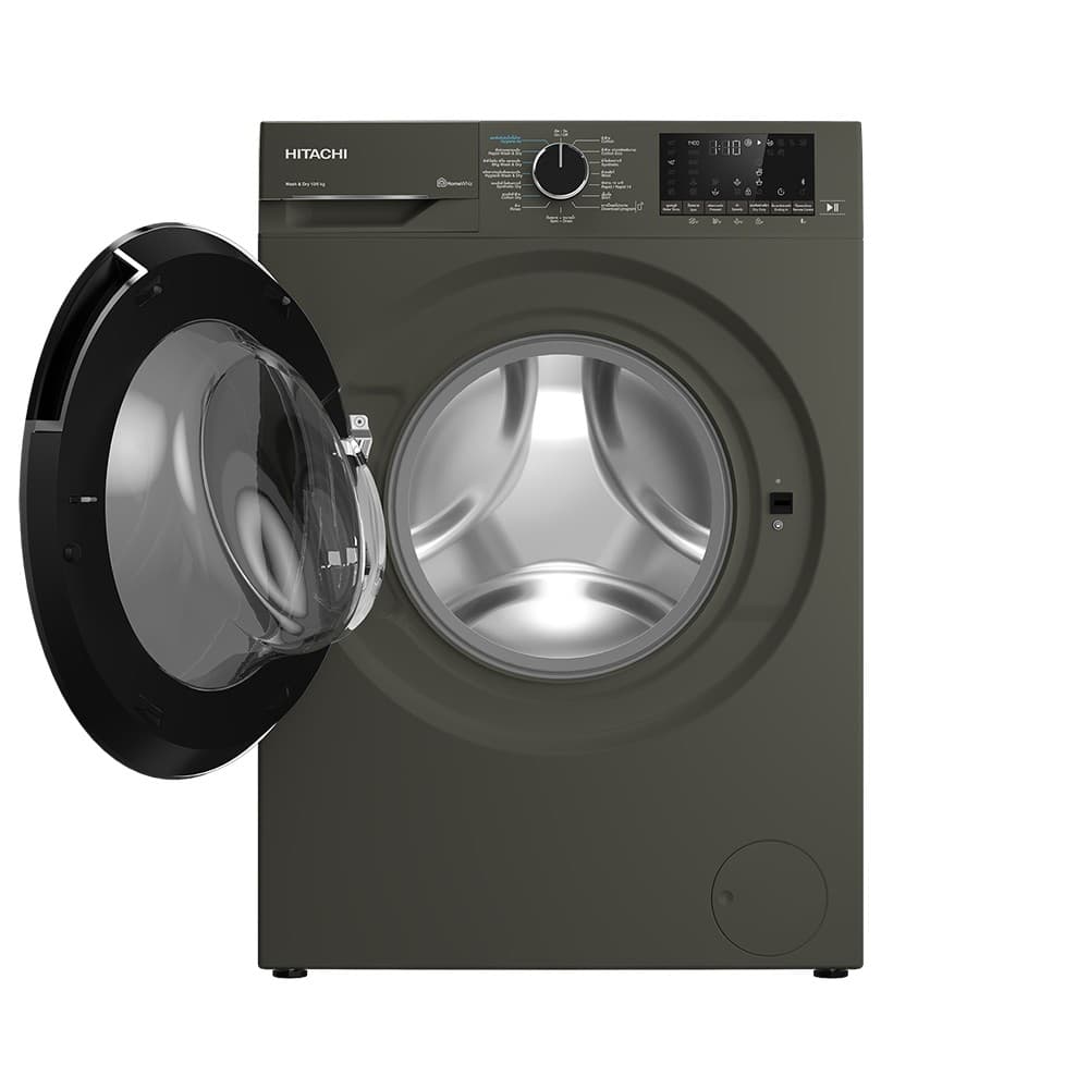 Hitachi เครื่องซักผ้าฝาหน้า รุ่น BD-D100YFVEM ซัก 10 กก. อบ 6 กก. สี Volcanic Gray มอเตอร์อินเวอร์เตอร์ระบบสายพานประหยัดไฟเบอร์ 5 สี่ดาวเชื่อมต่อแอปพลิเคชันได้ https://lnwchill.com