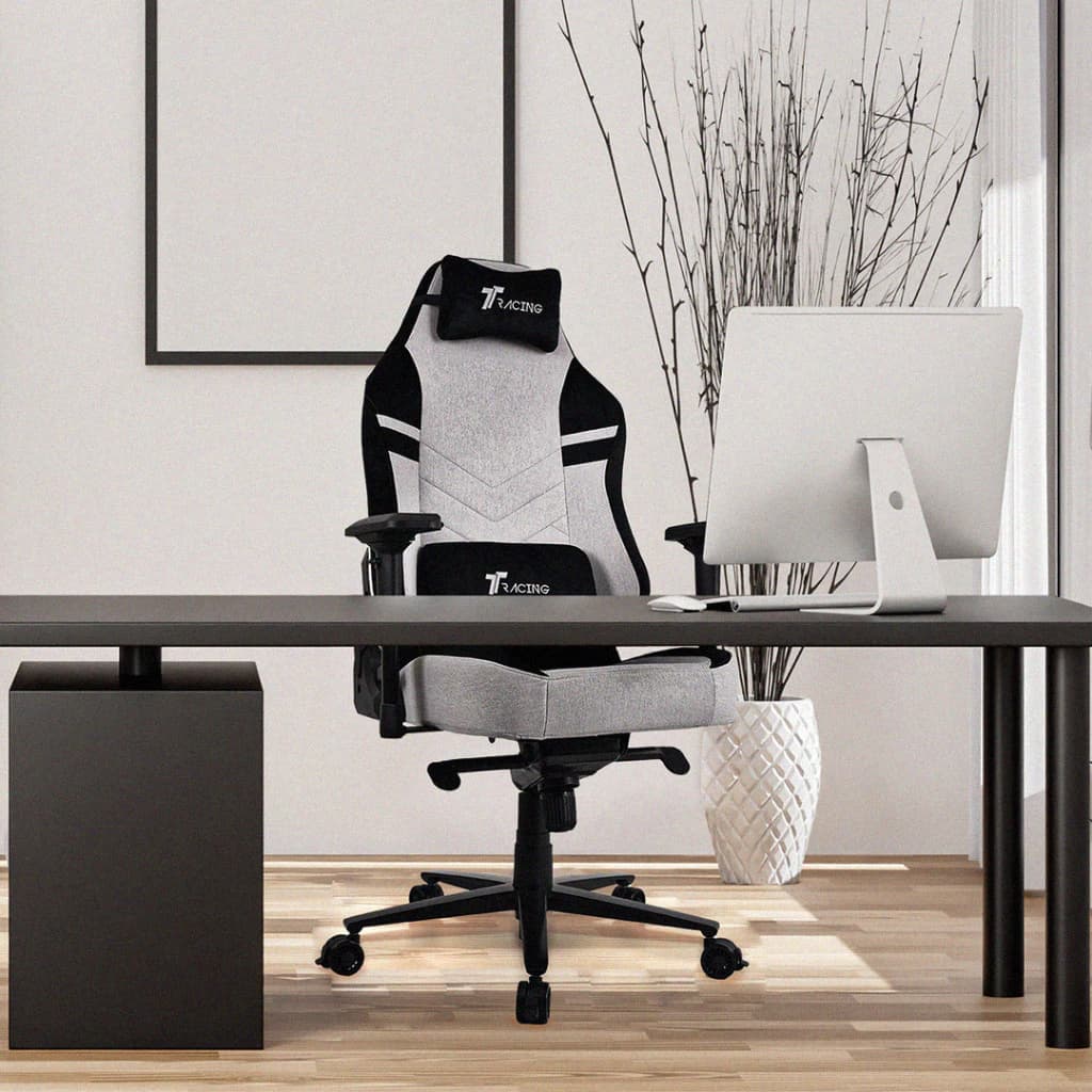 TTRacing Maxx Gaming Chair เก้าอี้เกมมิ่ง เก้าอี้สีเทา สีดำ นั่งสบาย ปรับเอนได้ 155 องศา, หมอนรองคอและเอวเมมโมรี่โฟมกำมะหยี่ https://lnwchill.com