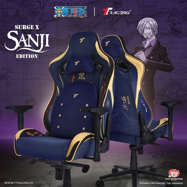 TTRacing รุ่น Surge X Air Threads Fabric Gaming Chair Sanji One Piece Edition เก้าอี้เกมมิ่งดีไซน์พิเศษ รองรับสรีระ ปรับเอนได้ 155 องศา