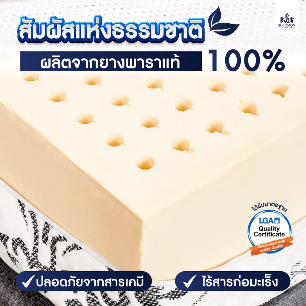 SOLOMON รุ่น Seven Zone ที่นอนยางพาราแท้ 100% หนา 6 นิ้ว รองรับสรีระ 7 ส่วน https://lnwchill.com
