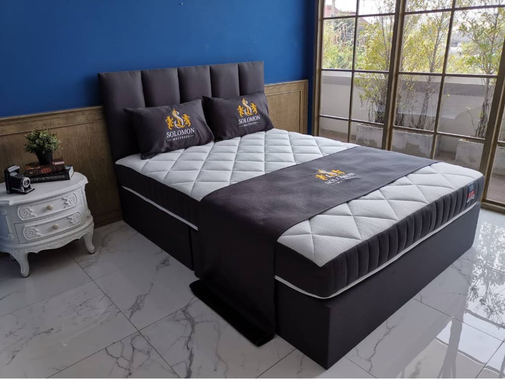 Solomon mattress รุ่น BERLIN ชุดที่นอนพร้อมเตียงดีไซน์หรู เลือกได้ทั้งที่นอนสปริงและยางพารา ขนาด 3.5, 5 และ 6 ฟุต https://lnwchill.com