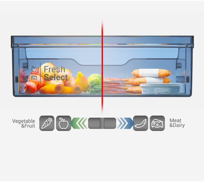 Hitachi > R-V510PZ > ตู้เย็น 2 ประตู, Inverter, Flexible Fresh Select, Triple Power Filter > คงความสดได้ดั่งใจ ปรับเปลี่ยนพื้นที่แช่ได้ตามต้องการ https://lnwchill.com