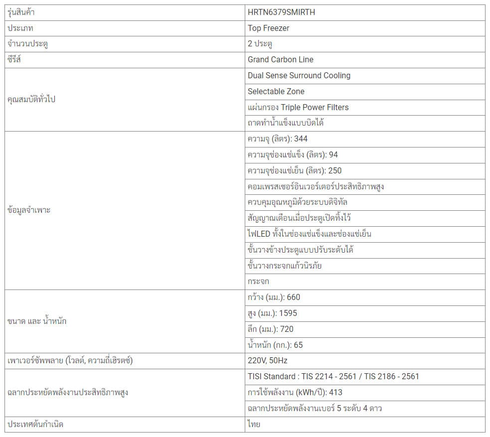 Hitachi HRTN6379SMIRTH ตู้เย็น 2 ประตู 12.2 คิว สีกระจก Grand Carbon Line ระบบ Dual Sense Surround Cooling ช่องแช่ Selectable Zone ปรับอุณหภูมิได้ ถนอมอาหารยาวนาน https://lnwchill.com