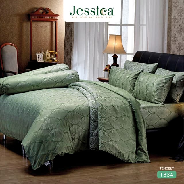 Jessica รุ่น T834 ชุดเครื่องนอน Tencel พิมพ์ลวดลายโดดเด่น ทอ 500 เส้นด้าย สัมผัสนุ่มลื่นดุจแพรไหม มอบประสบการณ์การพักผ่อนเหนือระดับด้วยเส้นใยธรรมชาติที่เป็นมิตรต่อสิ่งแวดล้อม ช่วย
