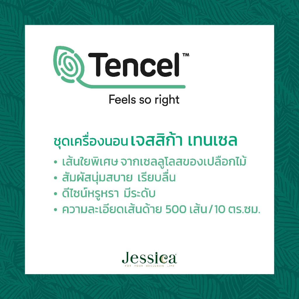 Jessica รุ่น Tencel TP008 ชุดเครื่องนอนสีพื้นจากใย Tencel™ แท้ ทอ 500 เส้นด้าย มอบสัมผัสที่นุ่มลื่นดุจแพรไหมในสไตล์มินิมอล พร้อมคุณสมบัติระบายอากาศดีเยี่ยมเพื่อการนอนหลับที่สมบูรณ์ https://lnwchill.com
