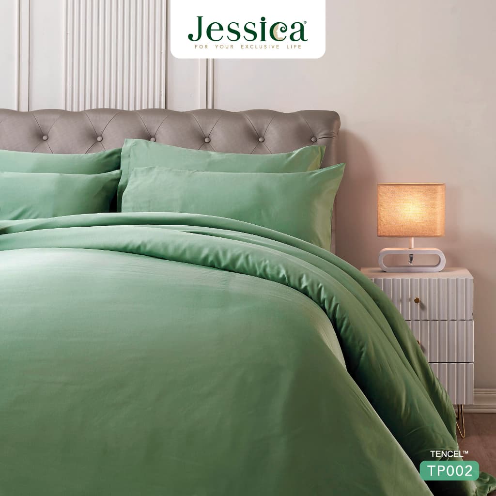 Jessica รุ่น Tencel TP002 ชุดเครื่องนอนสีพื้น ให้สัมผัสที่นุ่มลื่นดุจแพรไหม อ่อนโยนต่อผิว ระบายอากาศได้ดีเยี่ยม ชุดเครื่องนอน Jessica Tencel, ผ้าปูที่นอน Tencel 500 เส้นด้าย, ผ้าห่มนวม https://lnwchill.com