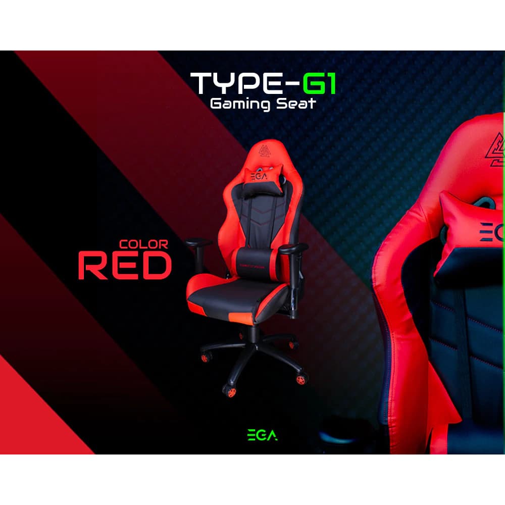 EGA เก้าอี้เกมมิ่ง เก้าอี้ทำงาน ดีไซน์เท่ มี 2 สี เก้าอี้สีขาว เก้าอี้สีแดง TYPE G1 ปรับสูงต่ำได้ ขาเหล็ก รองรับ 150 kg. เก้าอี้เกมมิ่งเพื่อสุขภาพ นุ่มสบาย ตามหลักสรีระศาสตร์ https://lnwchill.com
