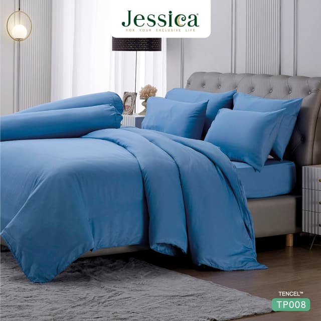 Jessica รุ่น Tencel TP008 ชุดเครื่องนอนสีพื้นจากใย Tencel™ แท้ ทอ 500 เส้นด้าย มอบสัมผัสที่นุ่มลื่นดุจแพรไหมในสไตล์มินิมอล พร้อมคุณสมบัติระบายอากาศดีเยี่ยมเพื่อการนอนหลับที่สมบูรณ์