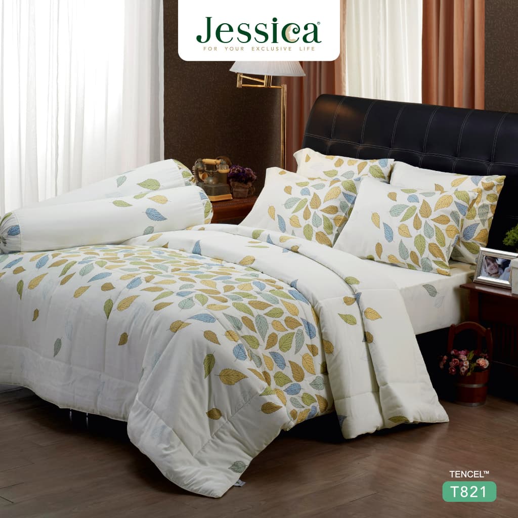 Jessica รุ่น T821 ชุดเครื่องนอน Tencel พิมพ์ลายโดดเด่น สัมผัสนุ่มลื่นดุจแพรไหม ระบายอากาศดีเยี่ยม ชุดเครื่องนอน Jessica Tencel มอบประสบการณ์การนอนหลับระดับพรีเมียมด้วยนวัตกรรม https://lnwchill.com