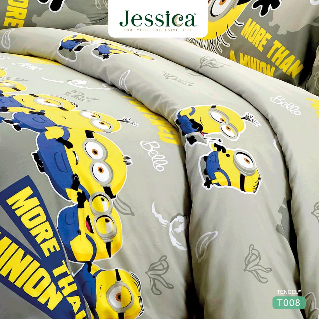 Jessica รุ่น T008 ชุดเครื่องนอน Tencel™ ลายลิขสิทธิ์แท้ Minions มอบสัมผัสนุ่มลื่นดุจแพรไหมจากเส้นใยธรรมชาติ ระบายอากาศดีเยี่ยม ป้องกันแบคทีเรีย เพื่อการนอนหลับที่สบายและปลอดภัย https://lnwchill.com