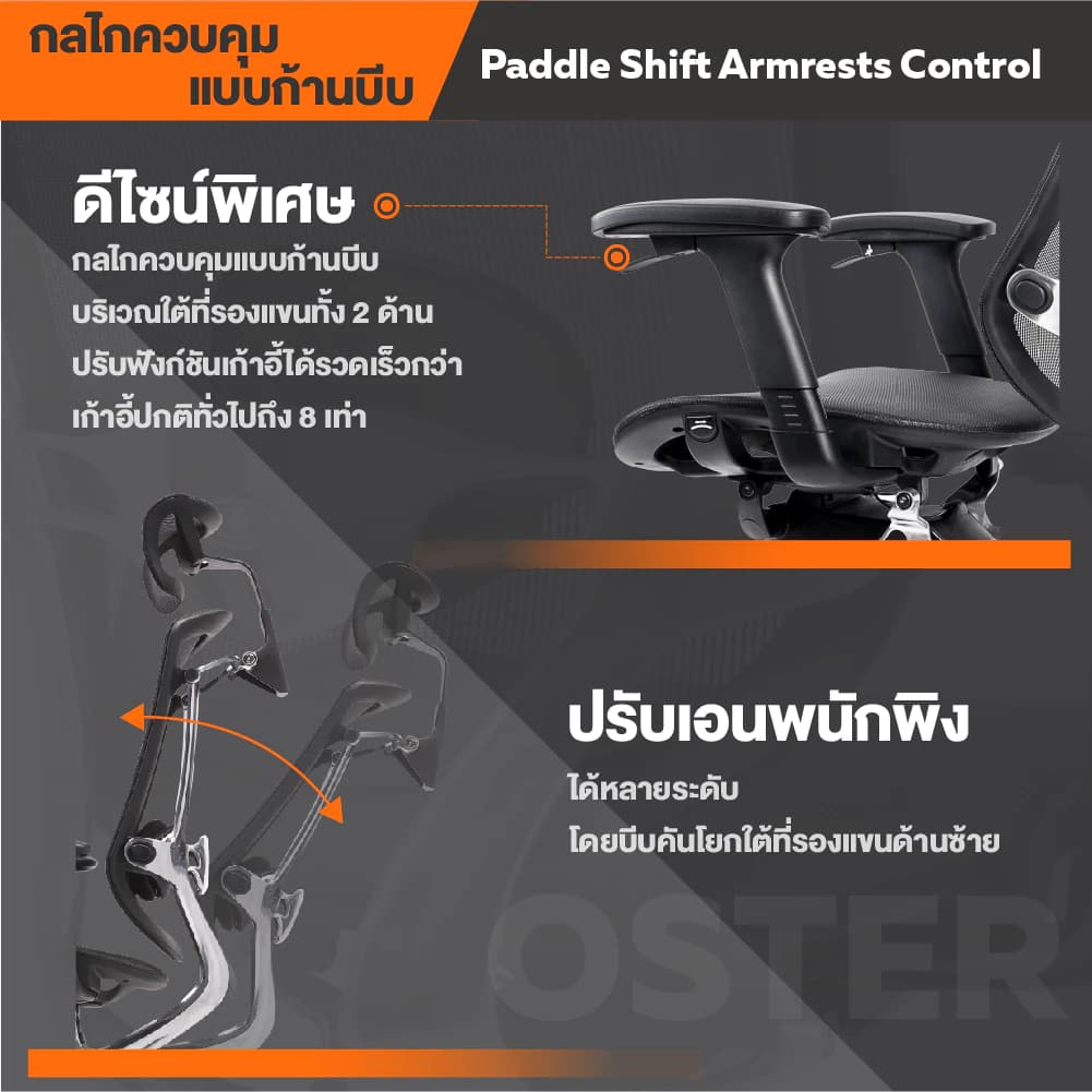 Ergotrend เก้าอี้เพื่อสุขภาพเออร์โกเทรน รุ่น Oster สีดำ เก้าอี้สีดำ ระบายอากาศดีเยี่ยม นุ่มสบาย ตามหลักสรีระศาสตร์ Ergonomic รองรับน้ำหนักได้สูงสุด 150 กก. ลดอาการปวดเมื่อย เกรดพรีเมี่ยม https://lnwchill.com