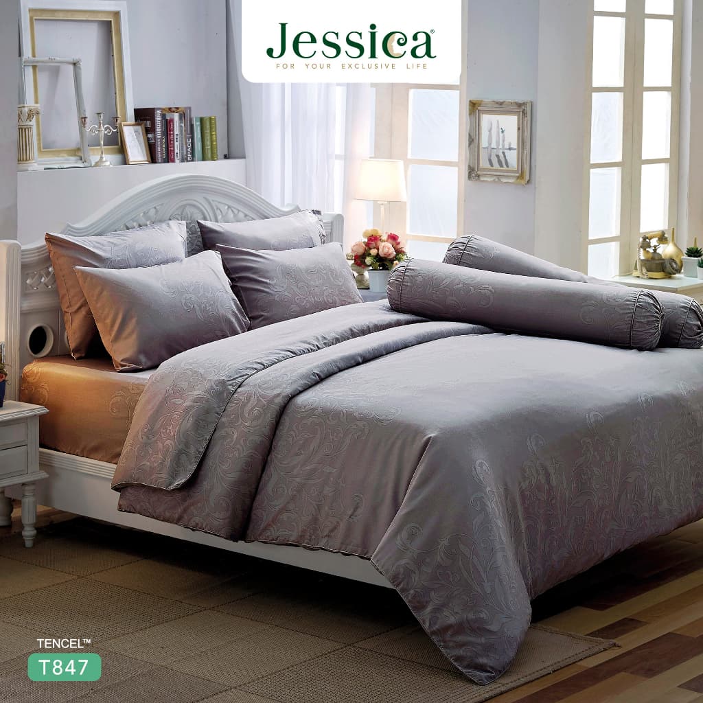 Jessica รุ่น T847 ชุดเครื่องนอน Tencel พิมพ์ลาย สัมผัสนุ่มลื่นดุจแพรไหม ระบายอากาศดีเยี่ยม ลดการสะสมของแบคทีเรีย Jessica Tencel T847, ชุดเครื่องนอน Jessica T847, ผ้าปูที่นอน Tencel, https://lnwchill.com