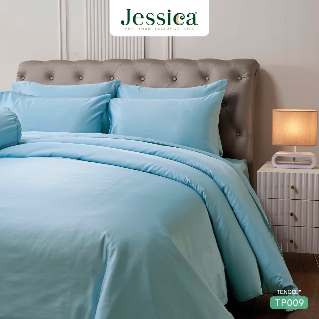 Jessica รุ่น TP009 ชุดเครื่องนอน Tencel 500 เส้นด้าย สีพื้น ให้สัมผัสที่นุ่มลื่นดุจแพรไหม เย็นสบาย ระบายอากาศดีเยี่ยม Jessica Tencel TP009, ชุดเครื่องนอน Jessica, ผ้าปูที่นอน Tencel, ผ้าห่ม https://lnwchill.com