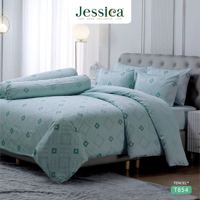 Jessica รุ่น T854 ชุดเครื่องนอน Tencel พิมพ์ลาย สัมผัสนุ่มลื่นดุจแพรไหม ระบายอากาศดีเยี่ยม ยับยั้งแบคทีเรีย