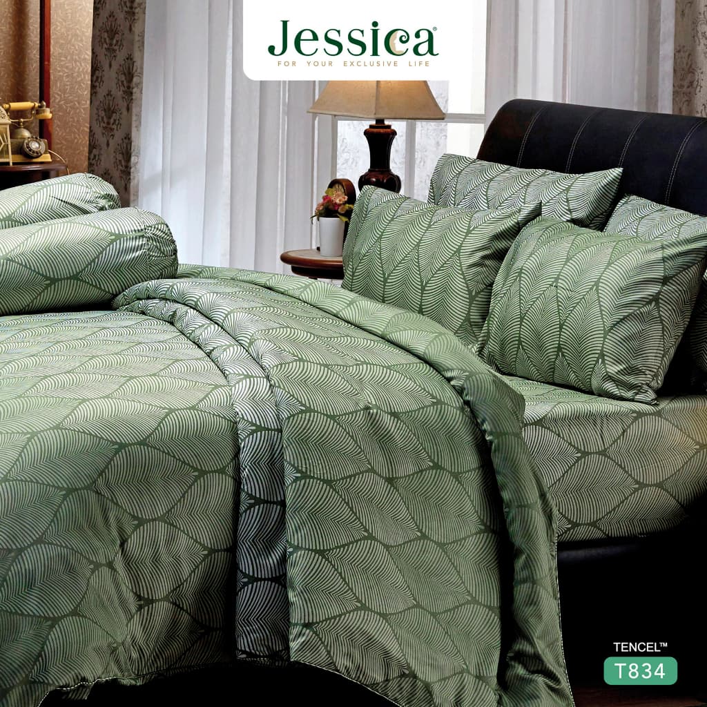 Jessica รุ่น T834 ชุดเครื่องนอน Tencel พิมพ์ลวดลายโดดเด่น ทอ 500 เส้นด้าย สัมผัสนุ่มลื่นดุจแพรไหม มอบประสบการณ์การพักผ่อนเหนือระดับด้วยเส้นใยธรรมชาติที่เป็นมิตรต่อสิ่งแวดล้อม ช่วย https://lnwchill.com